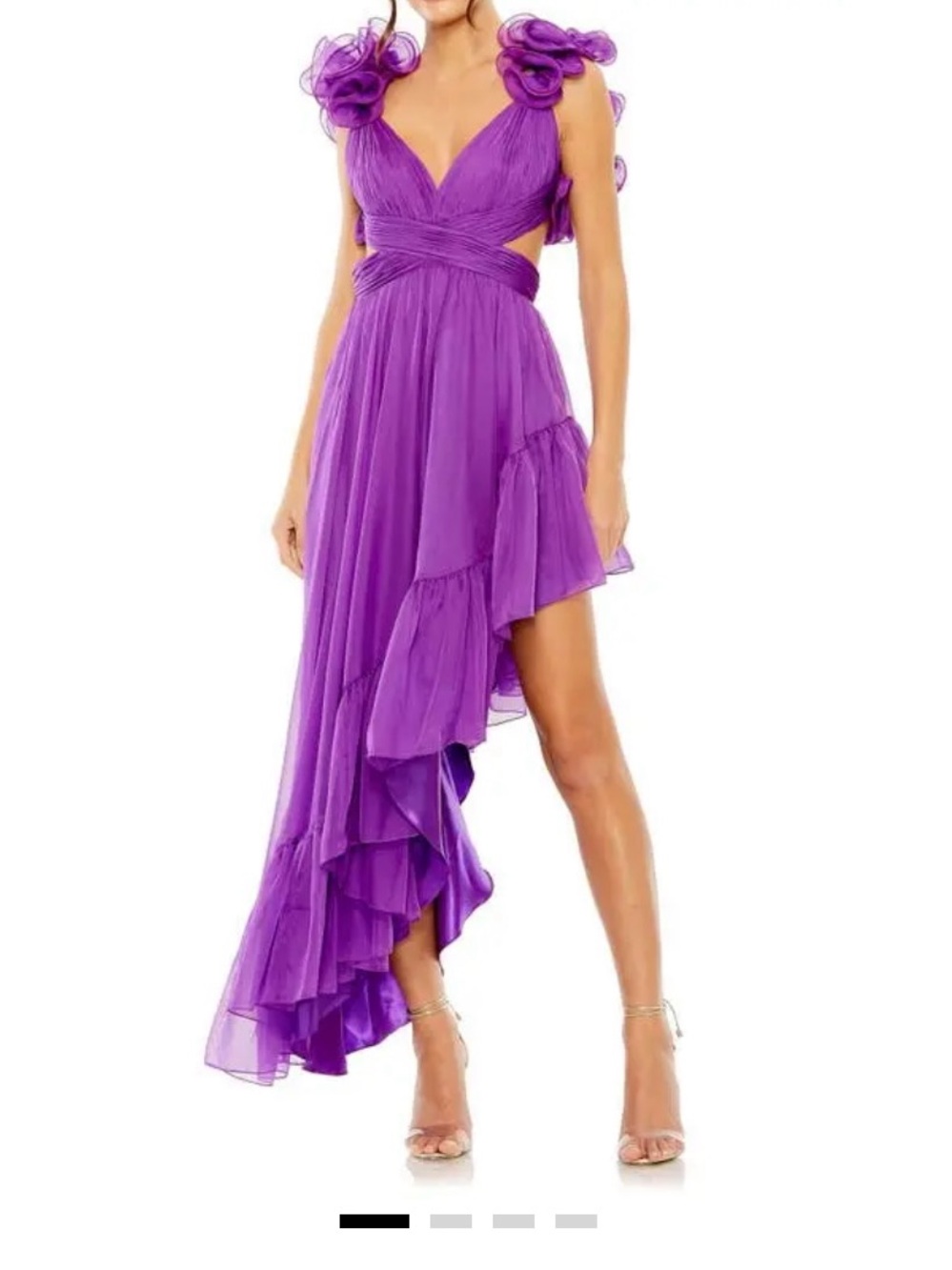Mac Duggal Purple Ruffle Asymmetric Chiffon Cocktail Dress